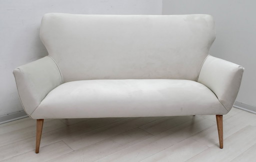 Nach Gio Ponti Mid-Century Modernes italienisches Sofa aus Samt, 1950er Jahre