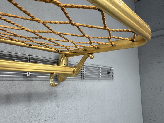 Image 1 of Vintage metalen wandkapstok met touw