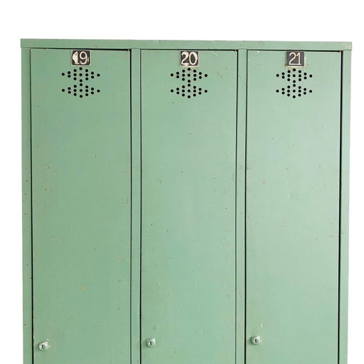 Vintage French industrial locker green patina