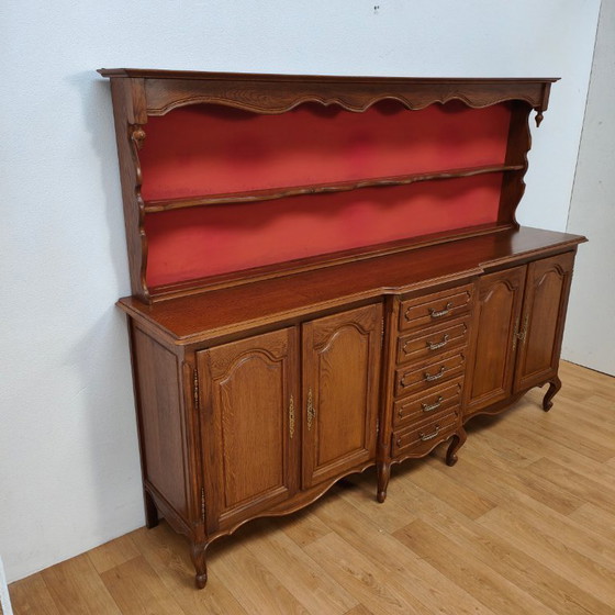 Image 1 of Vintage Louis XV dressoir wandkast buffetkast keukenkast met bordenrek 