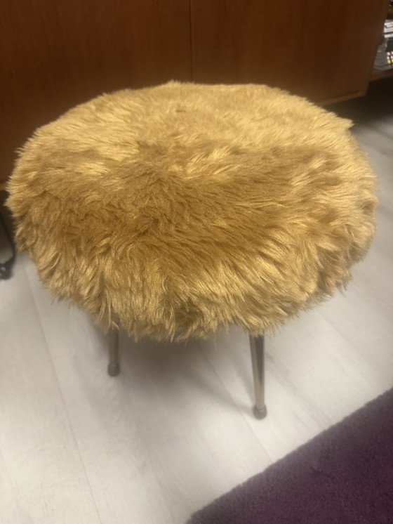 Image 1 of Sgabello vintage in pelliccia sintetica
