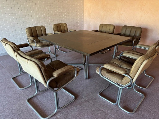 Mesas de conferencia con 10 sillas cantilever Dux International