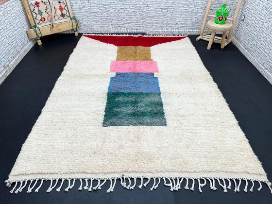 Image 1 of Handmade Beni Ourain rug: 3/2 m Authentic Moroccan wool rug, geometric design