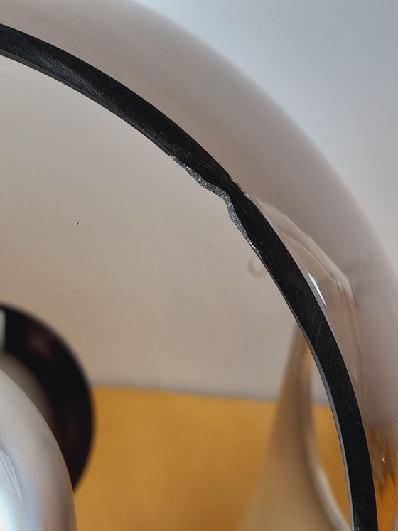 Image 1 of Ruimtevaartlamp in verchroomd metaal en rookglas, 1970