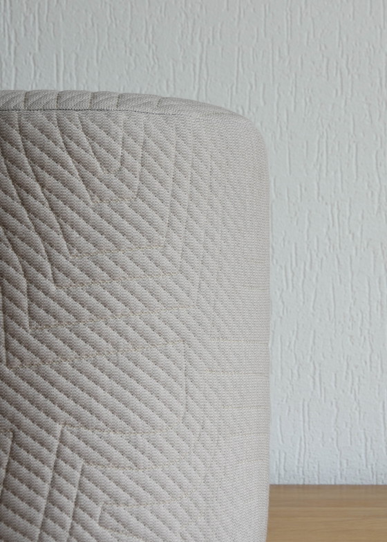 Image 1 of Round beige pouf in Kvadrat Apparel fabric - Ø37 cm x H40 cm