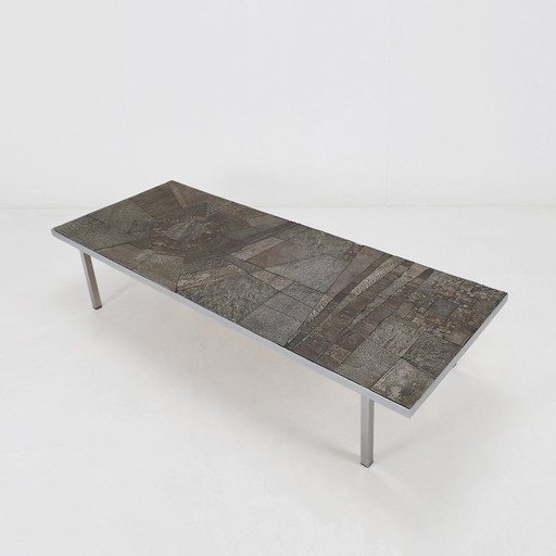 Brutalistische salontafel handgemaakt en gesigneerd door Pia Manu, jaren 1960