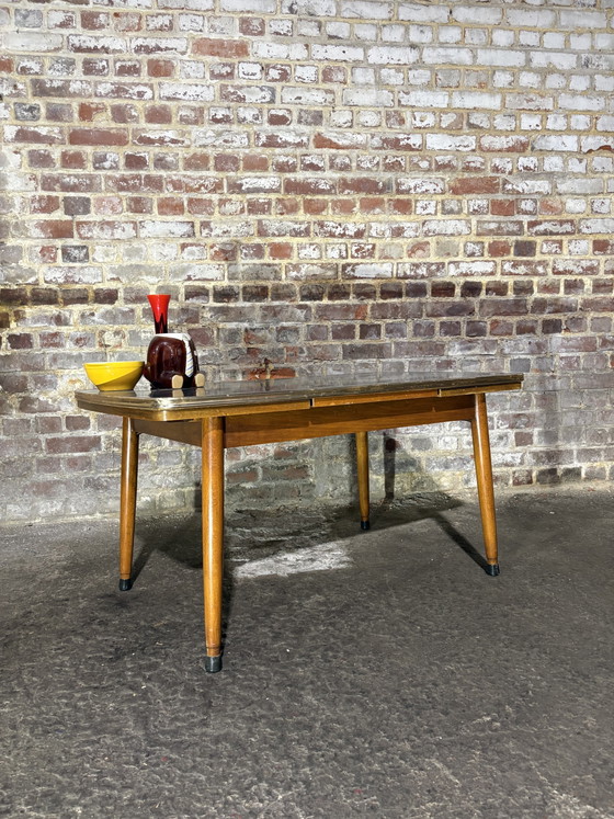 Image 1 of Uitschuifbare salontafel van teak en formica