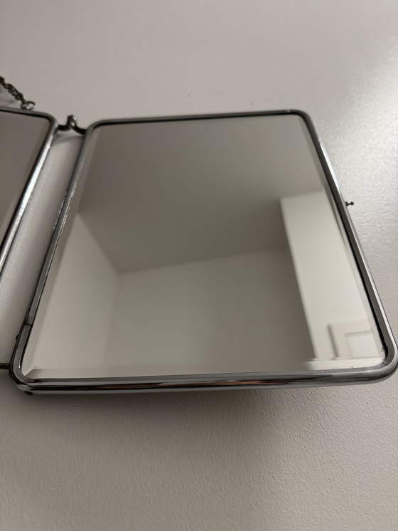 Image 1 of 1950s beveled triptych barber mirror