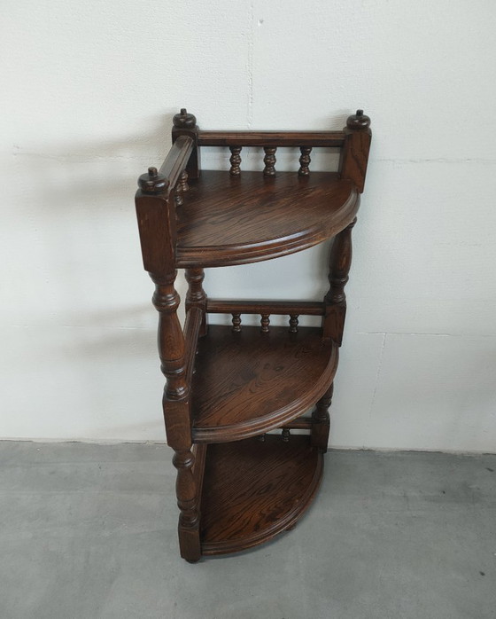 Image 1 of Vintage (Antiek) open hoekmeubel hoekkastje plantentafel/'shelving plant stand' 
