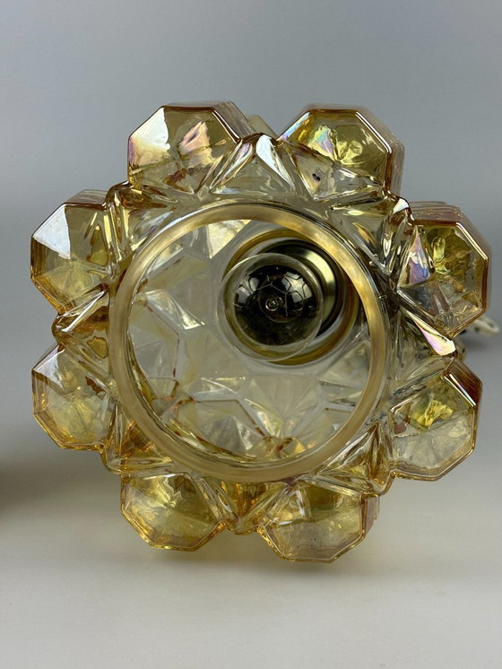 Image 1 of Lampada da soffitto anni '60-'70 Glashütte Limburg Germania vetro e ottone Space Age