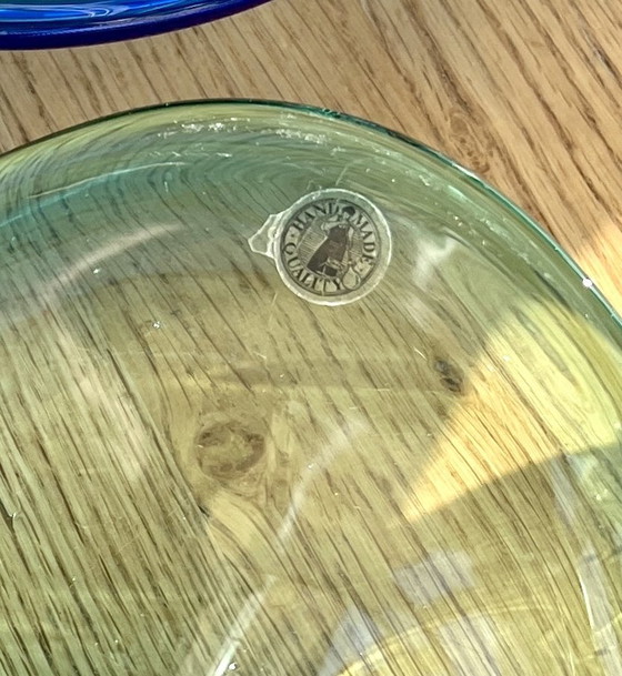 Image 1 of Set di 3 ciotole in vetro della Nuova Scozia, fatte a mano, blu/verde, stile vintage, Canada