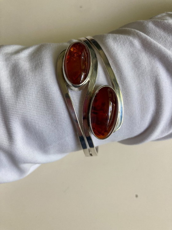 Image 1 of Zilveren barnsteenarmband (handgemaakt)