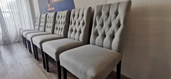 Image 1 of 6 beige stoelen/ 6 beige chairs
