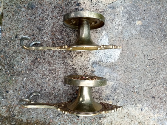 2 grandes patères en laiton Italie vintage, Portemanteaux, Doré (photo 8 sur 9)