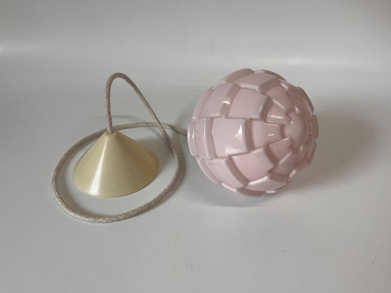 Image 1 of Vintage pink art deco ceiling lamp Artichoke pendant lamp