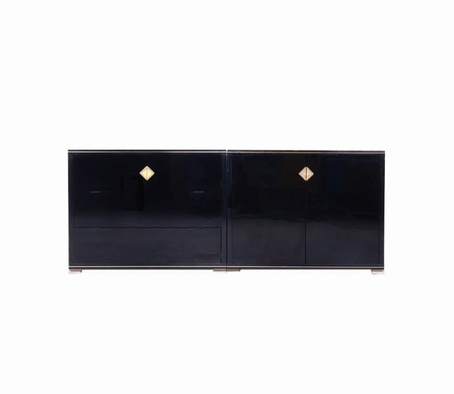 Black and gold Art Deco cabinets by Pierre Vandel, 1970s