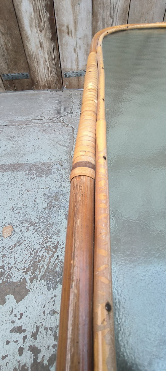 Image 1 of Dirk van Sliedregt table verre métal rotin années 1950 design vintage