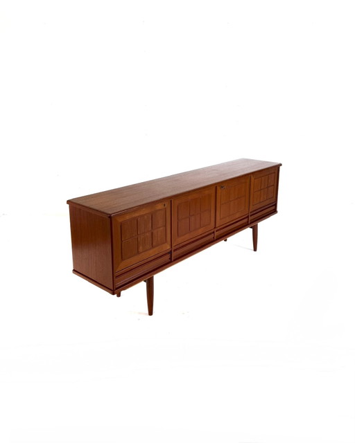 Vintage graphic teak sideboard, Nordas Stool ‘60