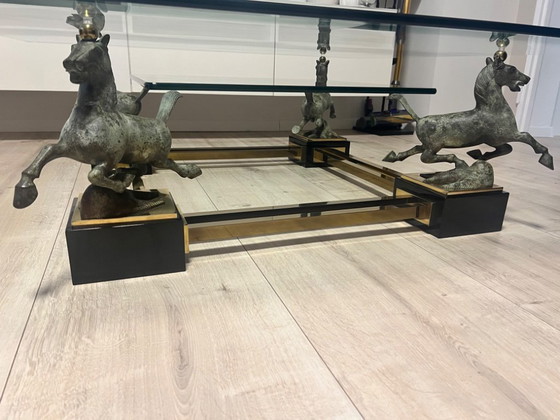 Image 1 of Salontafel "Vliegend Paard van Gansu" van Maison Charles uit de jaren 70.
