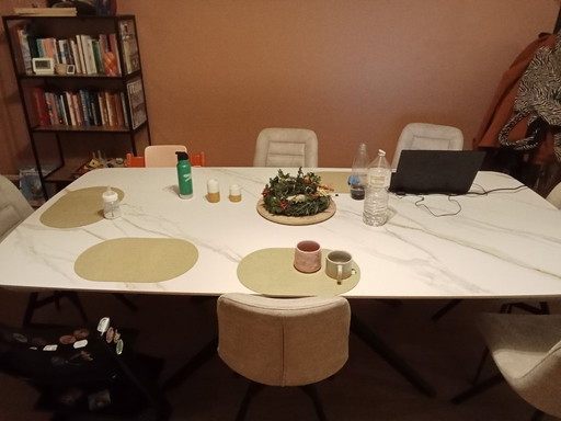 Ceramic table, cognac color