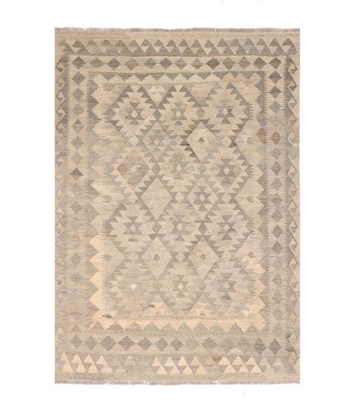 200x145 cm Handgeweven Natural Kelim Wol Tapijt