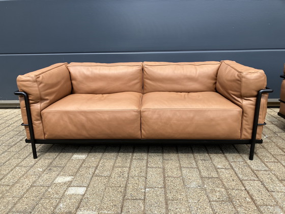 Image 1 of 2x Original Cassina Le Corbusier LC3 Cognac-Camel/Black As Good As New!!!
