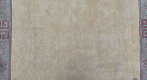 Alfombra oriental contemporánea de lana hecha a mano, color amarillo suave, 250x350cm.