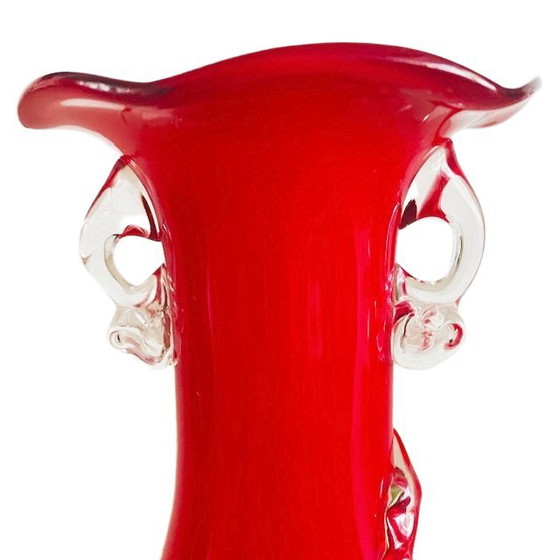 Image 1 of Vintage Murano hand-blown red glass vase 1970s
