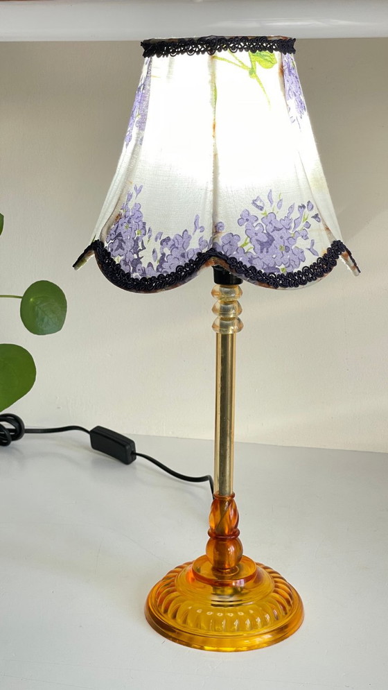 Vintage Plexiglas and lilac fabric lamp – Table lamps, Textile (photo 29 of 29)