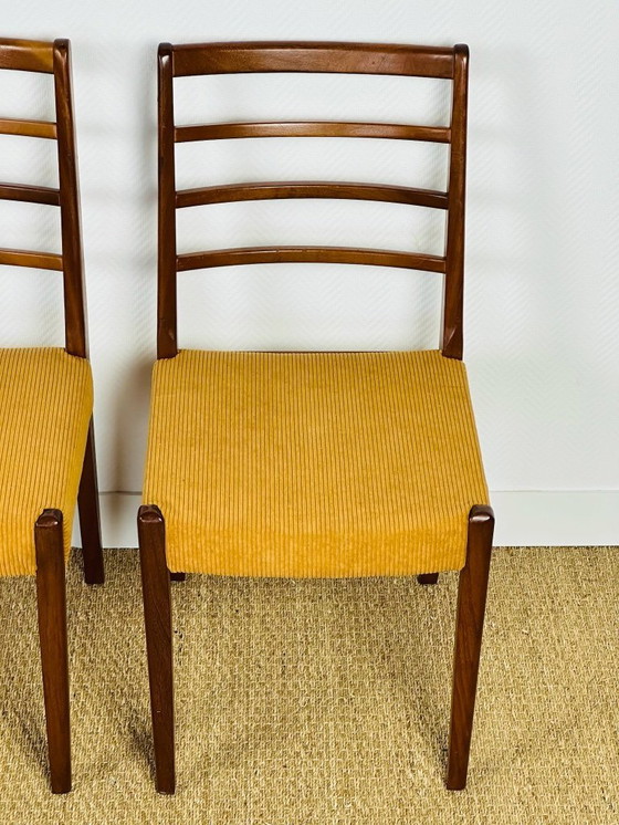 Image 1 of Set di 3 sedie da pranzo scandinave in teak e velluto a coste, 1960