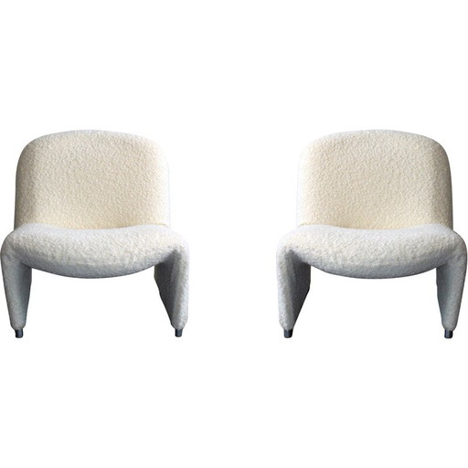 Ein Paar Vintage-Alky-Sessel aus Stahl und Bouclé-Wolle von Giancarlo Piretti für Anonyma Castelli, 1969