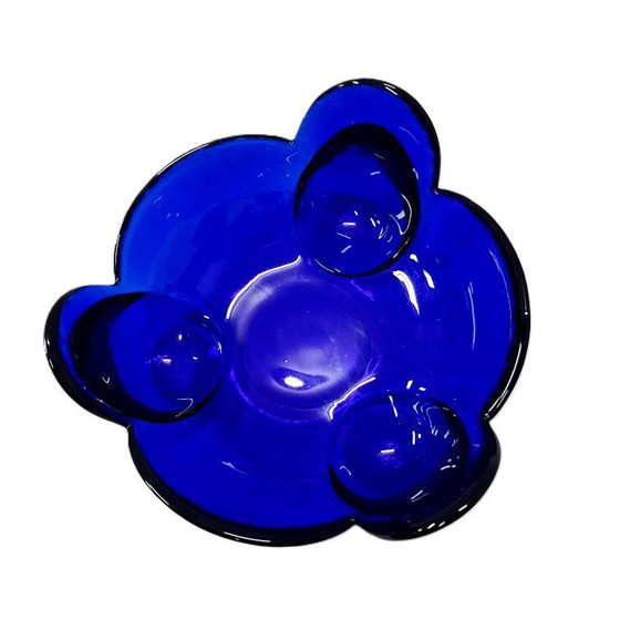 Image 1 of Vintage kobaltblauwe glazen snoepkom – sculpturale elegantie in diepblauw