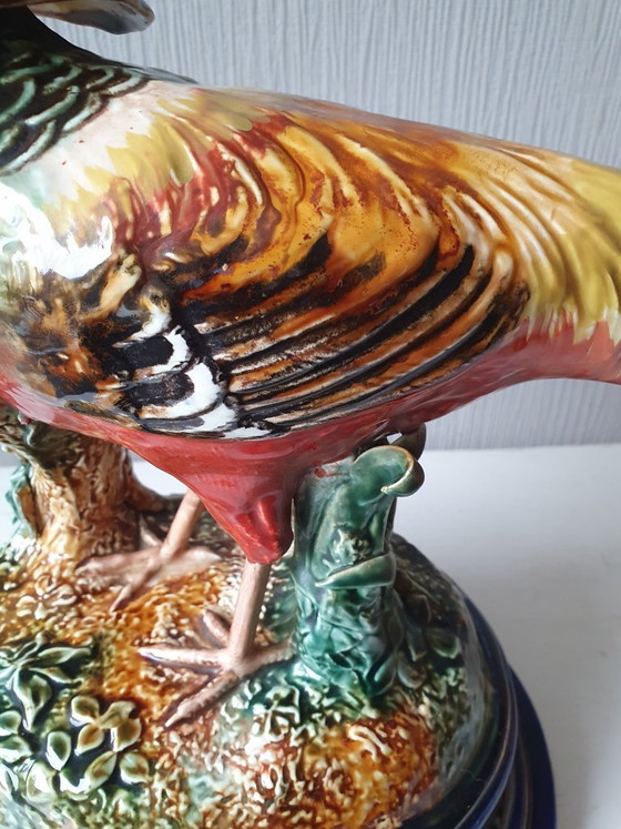 Image 1 of Large antique ceramic pheasant statue ca. 1900-1920
