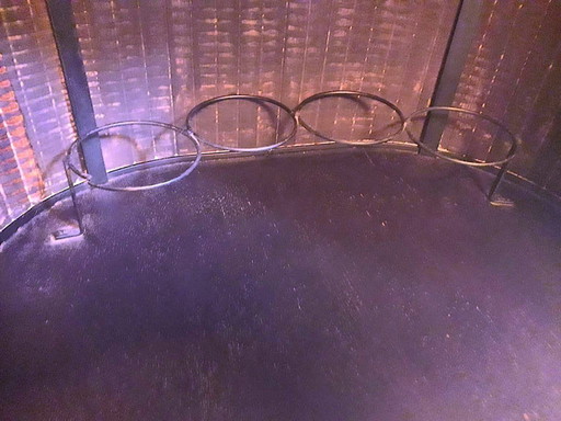 Faux Leather & Brass Dry Bar, France Mid 20th Century