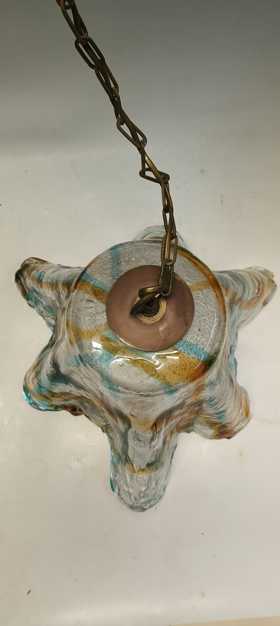 Image 1 of Vintage design italiaans gekleurd glazen Murano hanglamp in de stijl van Nason