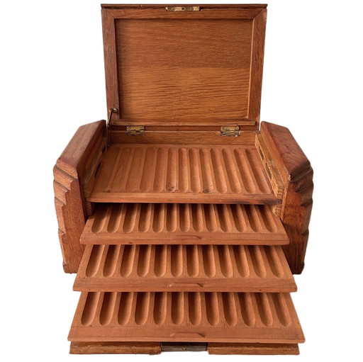 Vintage Amsterdam School cigar box oak Art Deco 1930s