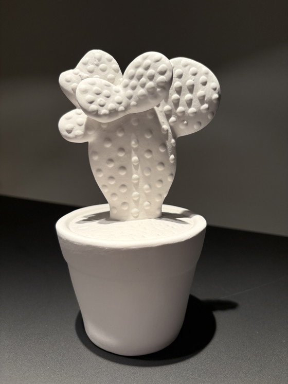 Image 1 of Modern cactus made of rough, white ceramic
