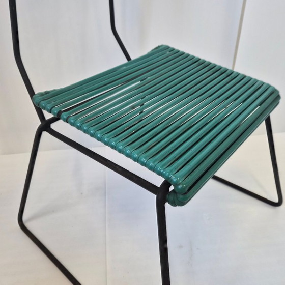 Image 1 of SET OF 3 VINTAGE 1950S METAL & PLASTIC SCOUBIDOU CHAIRS 50S ROCKABILLY