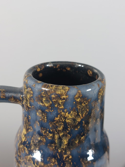 Gray golden vintage mid century studio ceramic handle vase West Germany