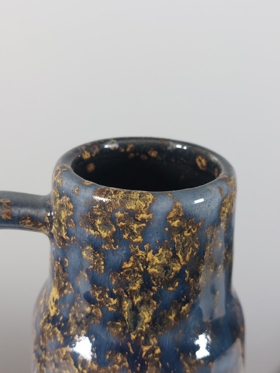 Image 1 of Gray golden vintage mid century studio ceramic handle vase West Germany