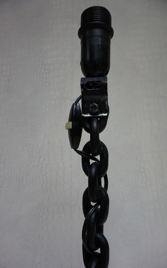 Image 1 of Vintage brutalist nautical standing metal chain lamp in the style of Franz West, 1970s