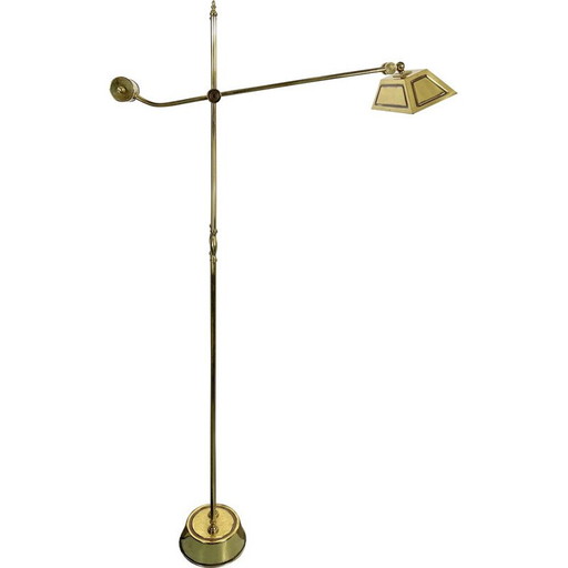Verstelbare vintage vloerlamp in massief messing, Italië 1970