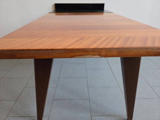 Image 1 of Vintage bijzettafel uit de jaren 50, zwart formica en mahoniehout, jaren 50, DLG Andre Monpoix
