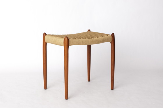 Image 1 of Rare Niels Otto Møller Ottoman Model 78A – Danish Teak & Danish Cord, 1960s Mid-Century Modern Footstool