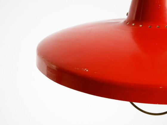 Image 1 of Pendelleuchte aus rotem Aluminium im Mid-Century-Modern-Stil, höhenverstellbar, Italien, 1950