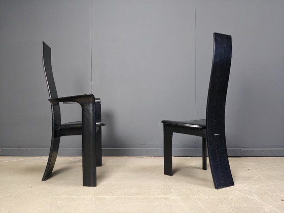 Image 1 of Set van 10 Belgische eetkamerstoelen met hoge rugleuning, jaren 80