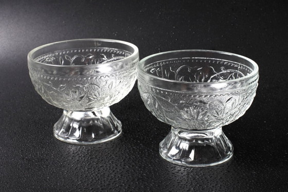 Image 1 of Set of 4 Mid-Century Pressed Glass Dessert Bowls Cibulak by Pavel Panek / 1977