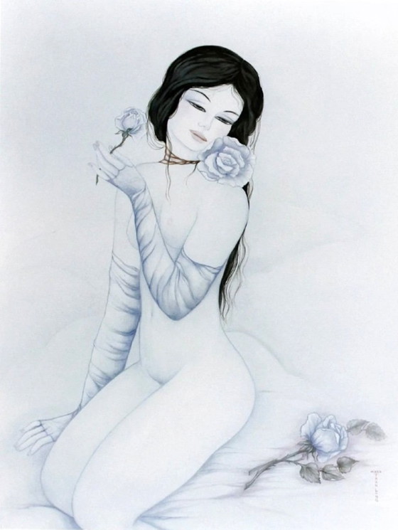 Image 1 of Mara Tran Long: Nu Á La Rose. Offsetlithografie in uitstekende staat. 