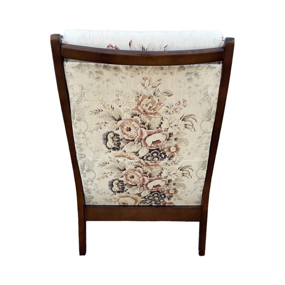 Image 1 of Vintage teak armchair with floral print