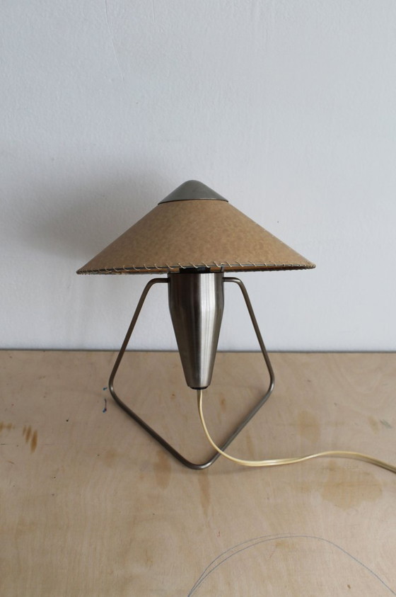 Číňanka" Table Lamp by Helena Frantová, Czechoslovakia 1953 – Paper, polished steel (photo 8 of 13)